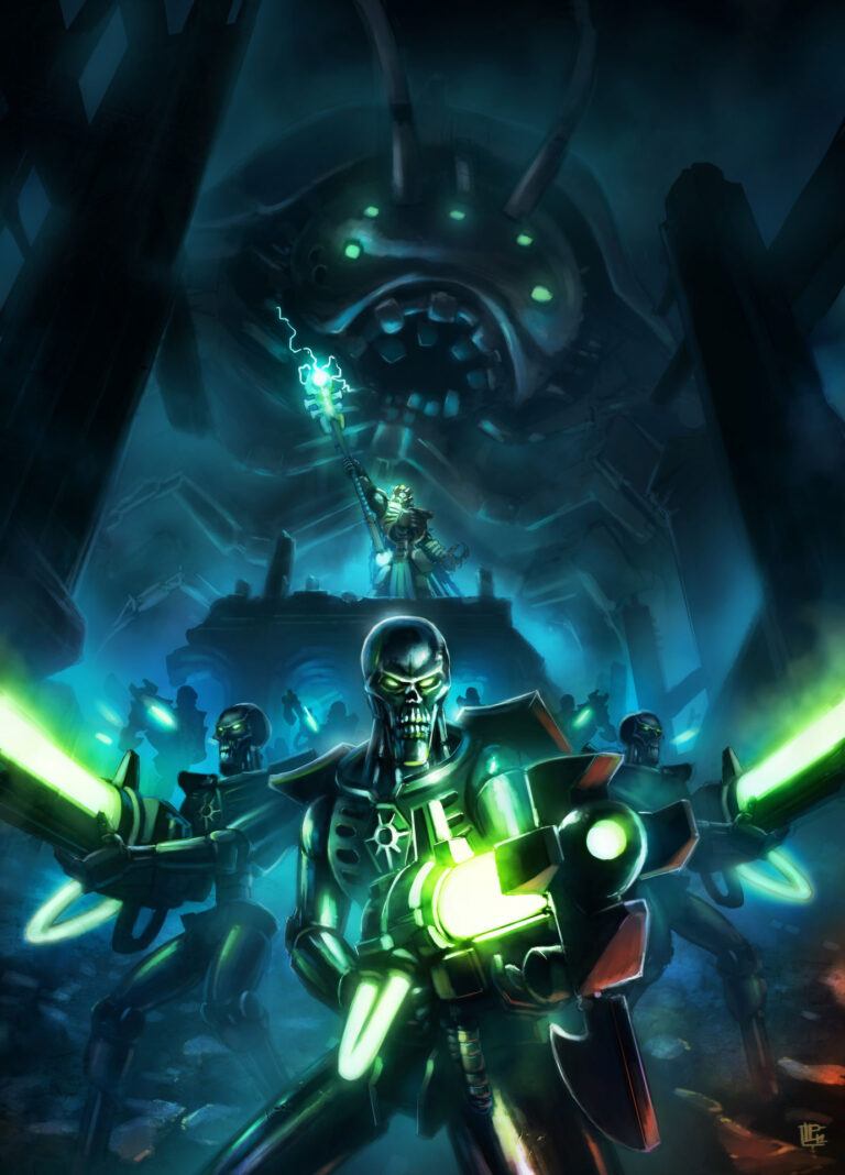 Necron Warriors and Imotekh by Pierre Loyvet Necron Warriors and Imotekh by Pierre Loyvet