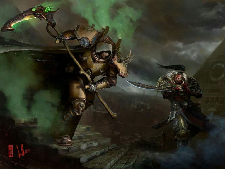 Mortarion vs Jaghatai Khan by David Sondered 