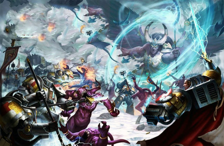 Magnus the Red vs Grey Knights by Unknown Artists