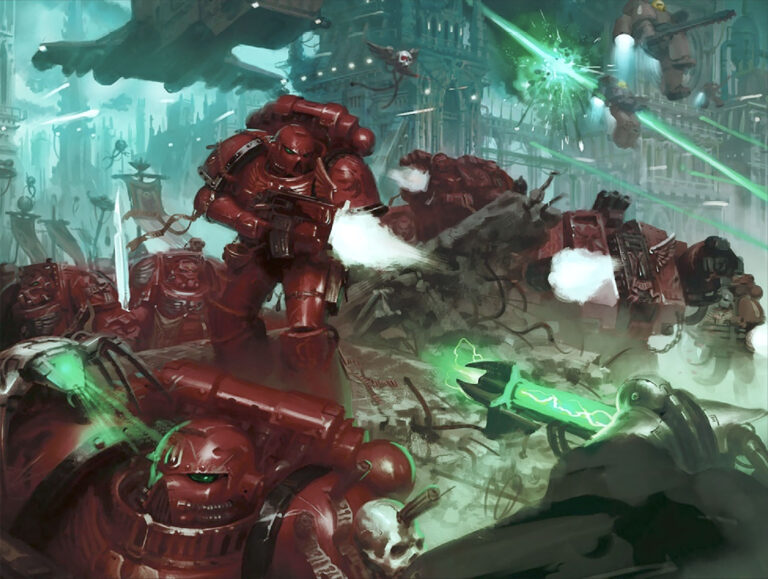 Blood Angels vs Necrons by Unknown Artists