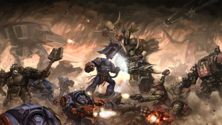 Crimson Fists vs Orks by Leos Ng Okita 