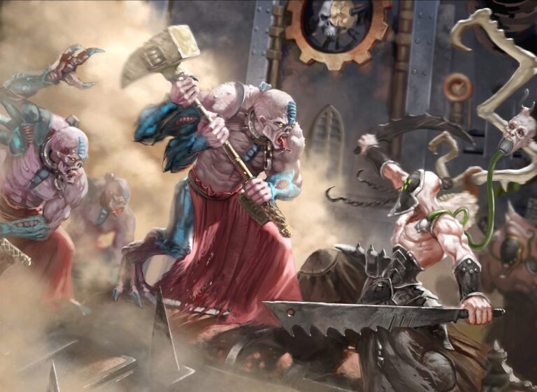 Dark Eldar vs Genestealer Cult by Unknown Artists
