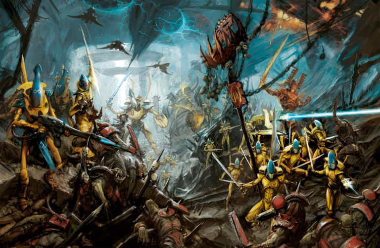 Eldar vs Orks by Unknown Artists