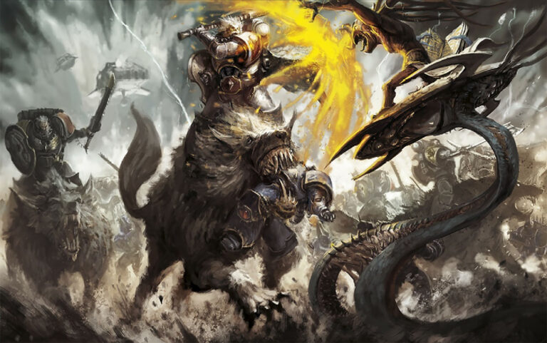 Harald Deathwolf vs Tzeentch Daemons by Unknown Artists