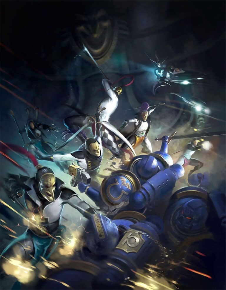 Harlequins vs Space Marines by Unknown Artists Harlequins vs Space Marines by Unknown Artists
