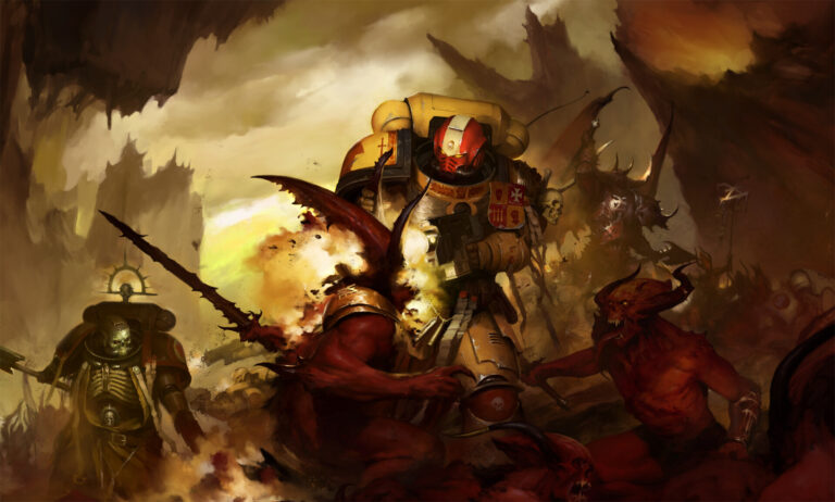 Imperial Fists vs Khorne Daemons by Igor Sid 