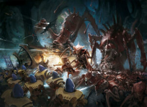 Iyanden Eldar vs Kraken Hive Fleet by Unknown Artists