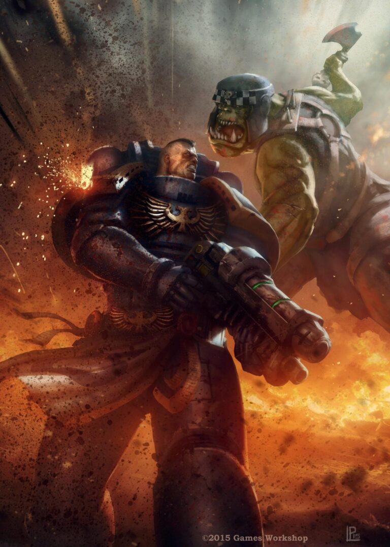 Ork vs Ultramarine by Pierre Loyvet 