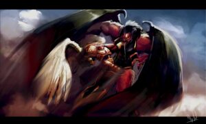 Sanguinius vs Bloodthirster by morganagod