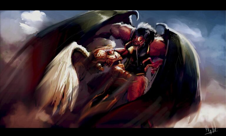 Sanguinius vs Bloodthirster by morganagod