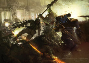 Space Marines and Imperial Guard vs Orks by Stefan Kopinski