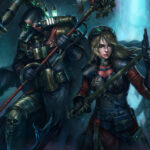 Tech-Priest Inquisitor Remleiz and Acolyte Naerina by L J Koh (koh_lj)