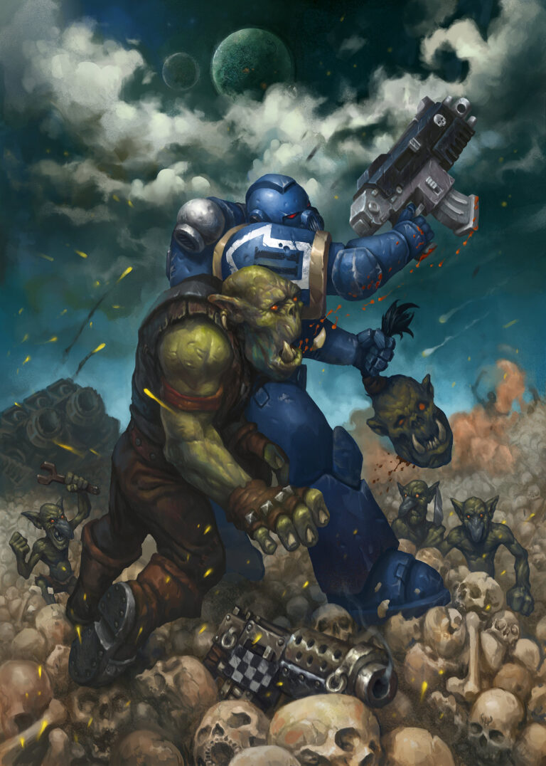 Ultramarine vs Ork by Nick Chamagua 