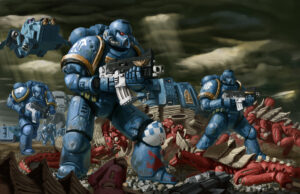 Ultramarines Fighting the Tyranids by Peter Tozer Ultramarines Fighting the Tyranids by Peter Tozer