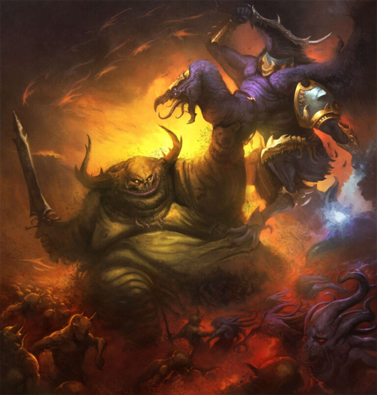 Lord of Change vs Great Unclean One by Victor Fernández 