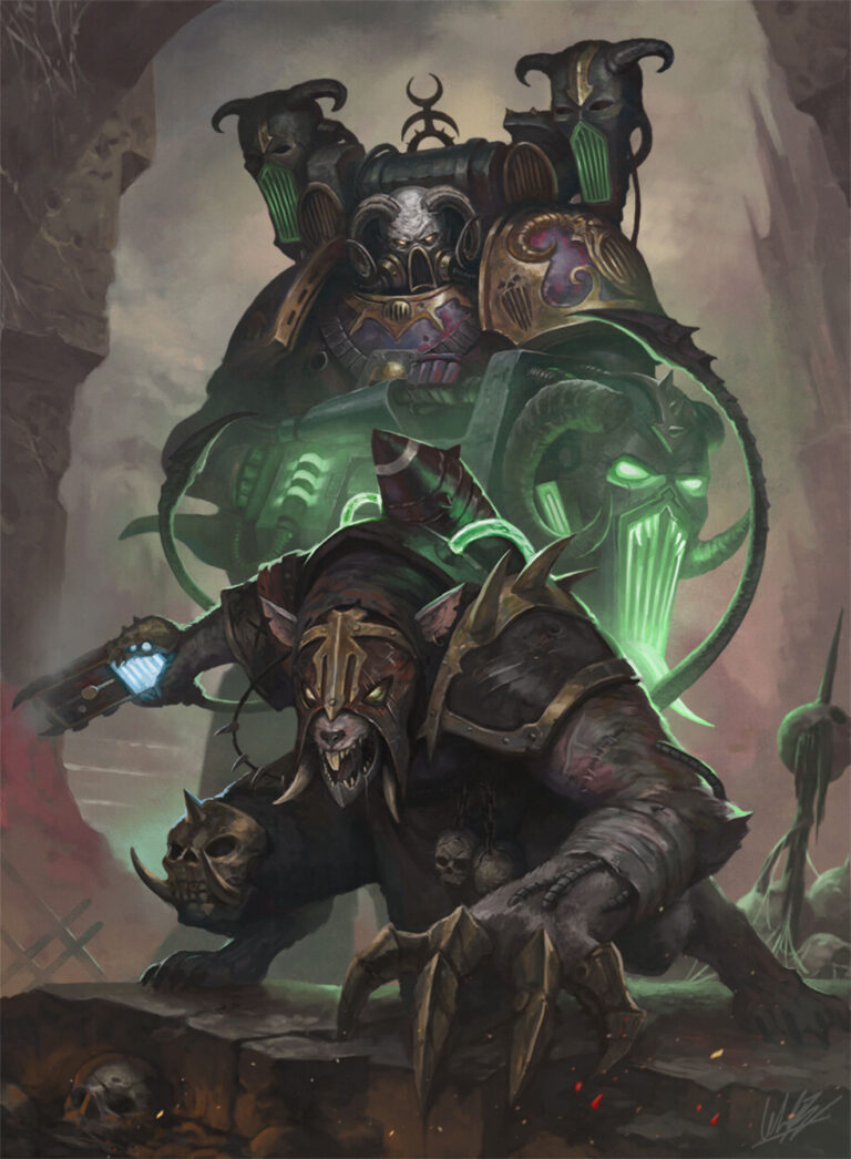Khornate Skaven Raptor and Kakophoni by L J Koh 