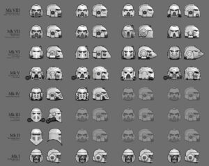 Space Marine Helmets by Ted Beargeon