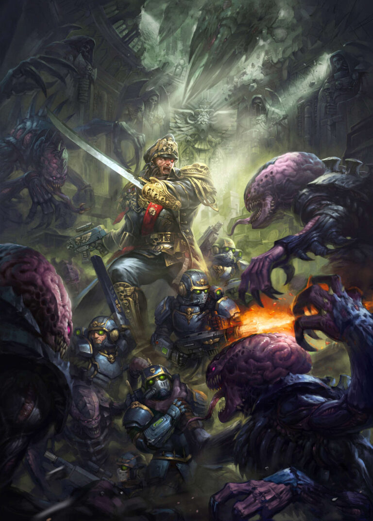 Commissar Vs Genestealers by Zheng Wei 