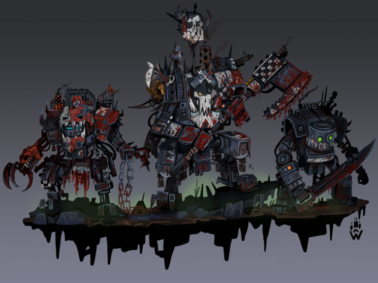 Ork Dred Warboss and Nobz by Wolfdawg Art Ork Dred Warboss and Nobz by Wolfdawg Art