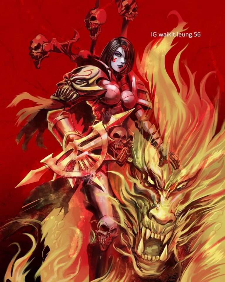 Adepta Sororitas Chaos Flesh Hounds by Wai Kit Leung 