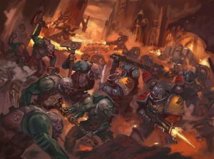 Genestealer Cult vs Space Wolves by Drew Cichy
