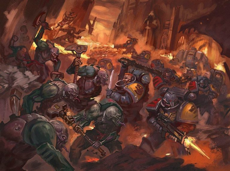 Genestealer Cult vs Space Wolves by Drew Cichy