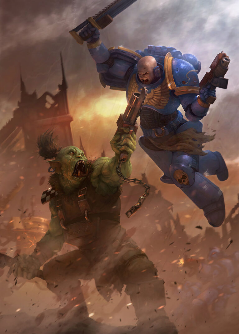 Ultramarine vs Ork by Xavier Ribeiro 