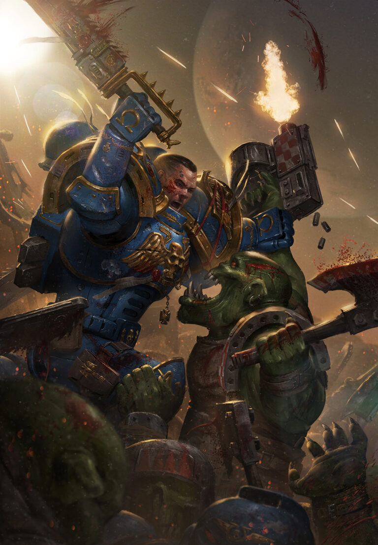 Space Marine vs Ork by Ameen Naksewee 
