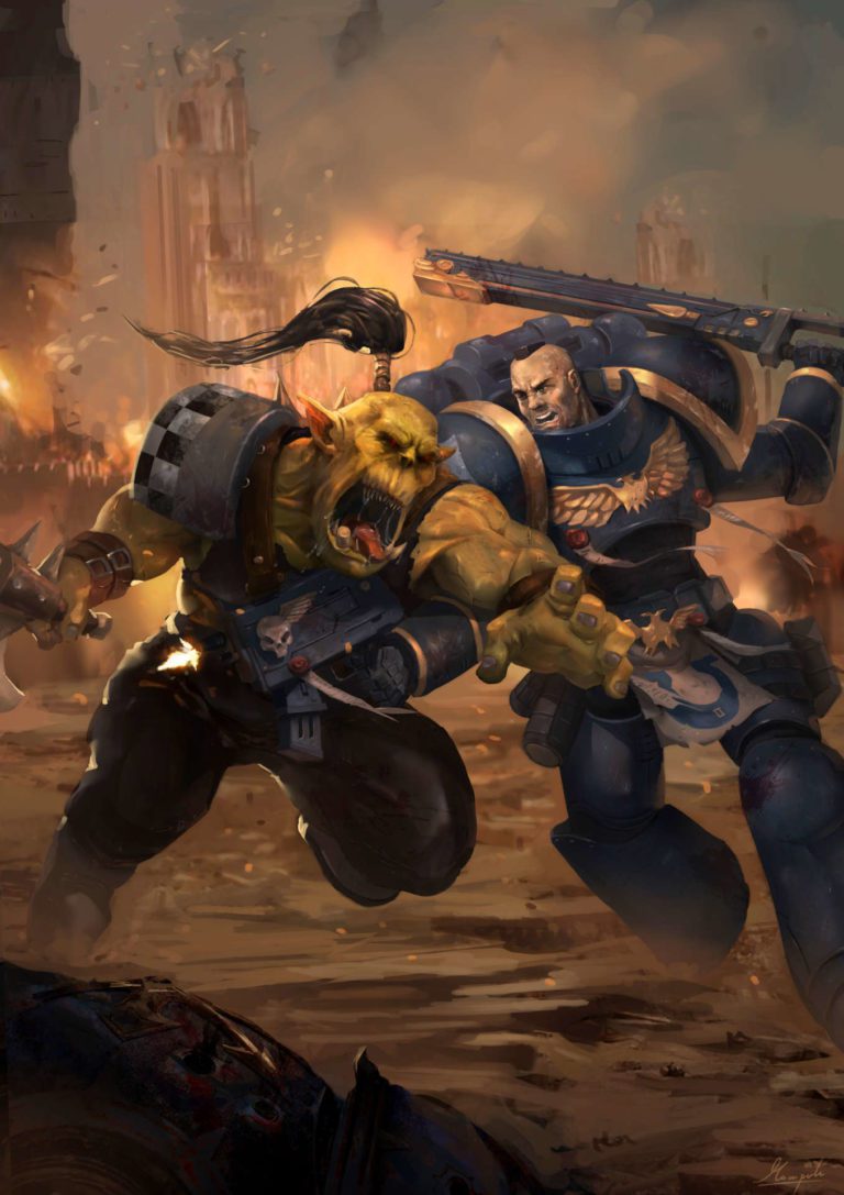 Ultramarine vs Ork by Jorge Momparler 