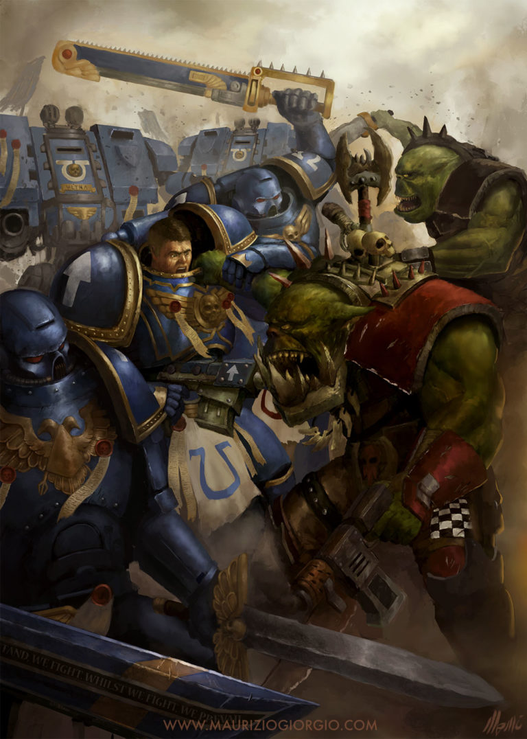 Orks vs Ultramarines by Maurizio Giorgio 