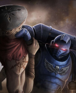 Space Marine VS Chaos Cultist by Jules Thavenet