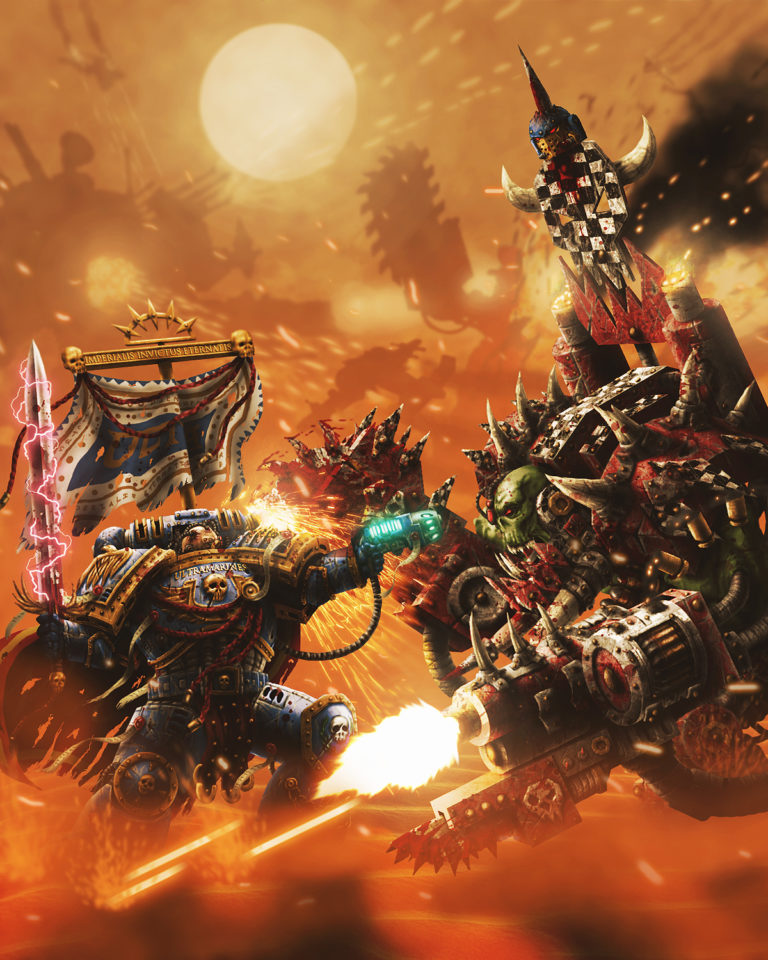 Ultramarine vs Ork Warboss by Nicholas Wolf 