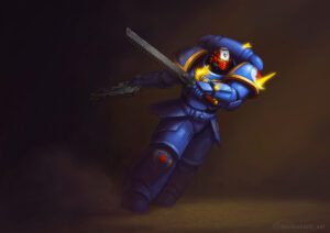 Ultramarine Veteran Sergeant by Javier Quintana