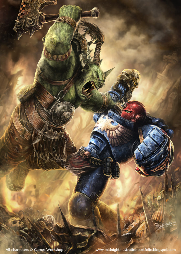 Ork vs Ultramarine by Sam Manley 