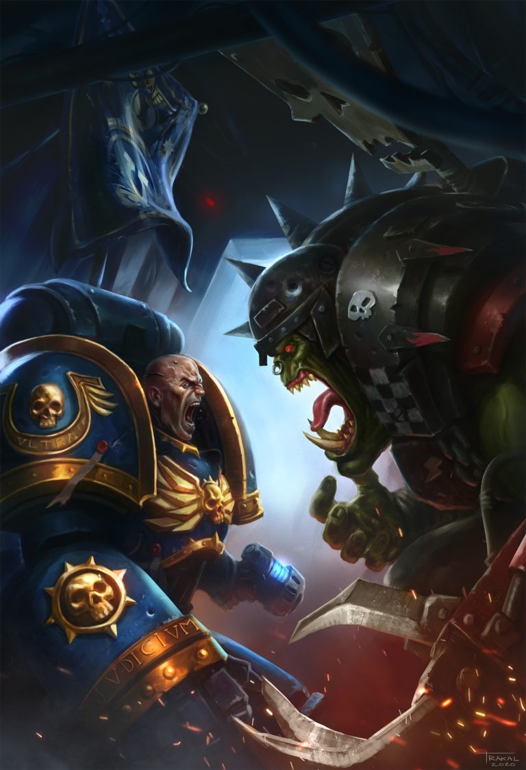 Ultramarine Vs Ork by Salvador Trakal 