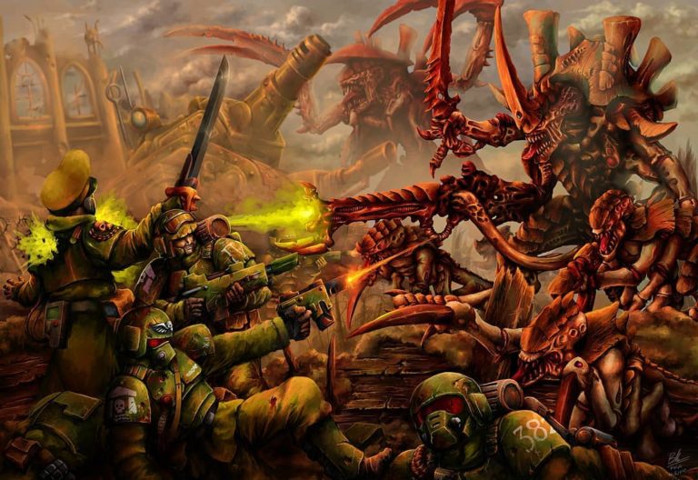 Imperial Guard vs Tyranids by Brilliane Feldo 