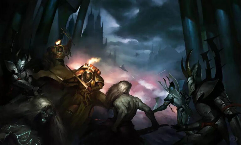Space Marines vs Dark Eldar by Michele Boceda 