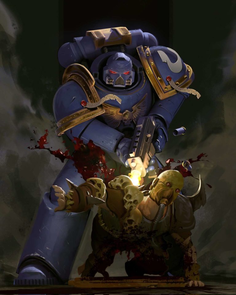 Ultramarine vs Chaos Cultist by Sammy Khalid Ultramarine vs Chaos Cultist by Sammy Khalid