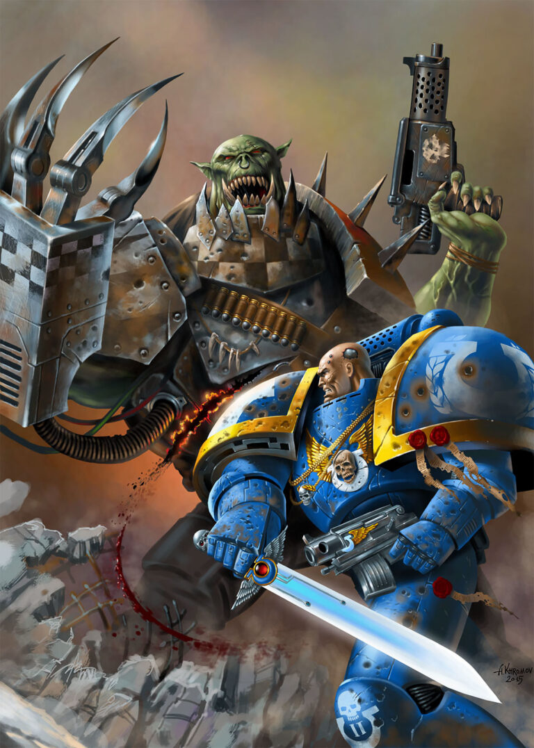 Ultramarine vs Ork by Alexander Khromov 