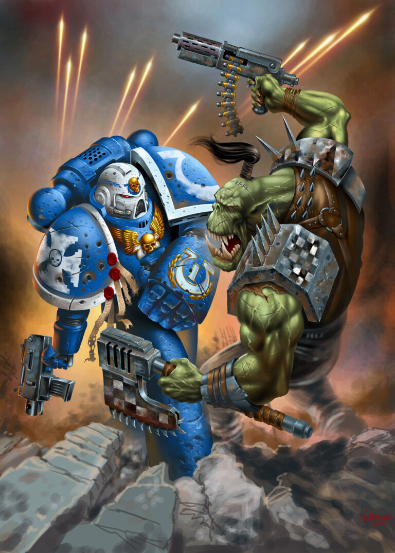 Ultramarine vs Ork by Alexander Khromov 
