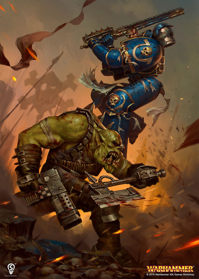 Ultramarine vs Ork by Bryan Sola 