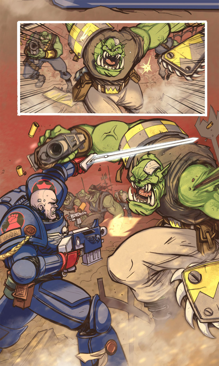 Space Marines vs Orks by Matteo Aversano 