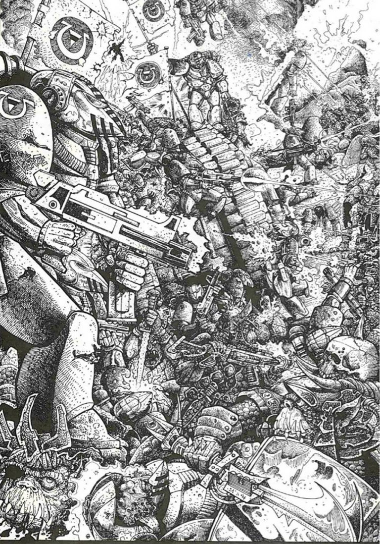 Ultramarines vs Orks by Russ Nicholson