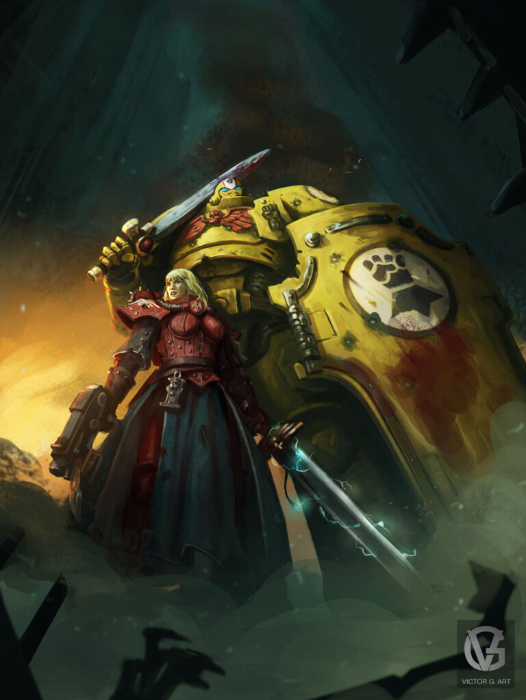 Imperial Fist and Battle Sister by Victor G. Art 