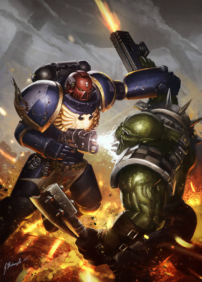 Space Marine vs Ork by Greg Bobrowski 