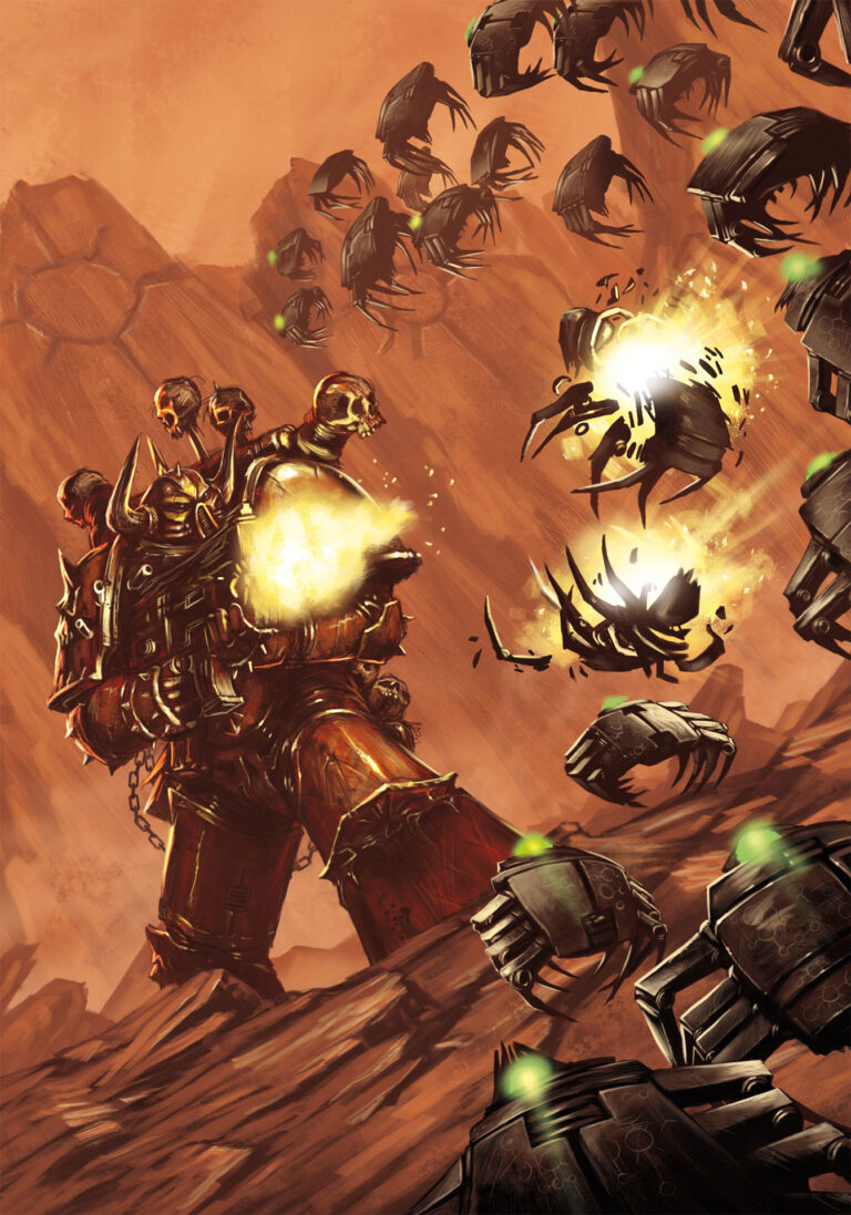 Chaos Space Marine vs Scarabs by Dimitri Bielak