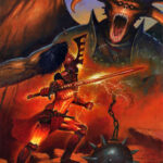 Eldar vs Greater Demon by Les Edwards