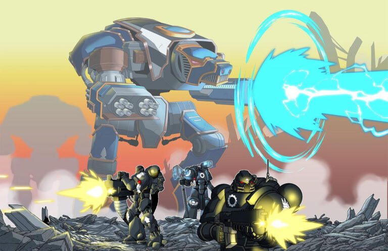 Iron Hands and Warhound Titan by Judd Abinuman 