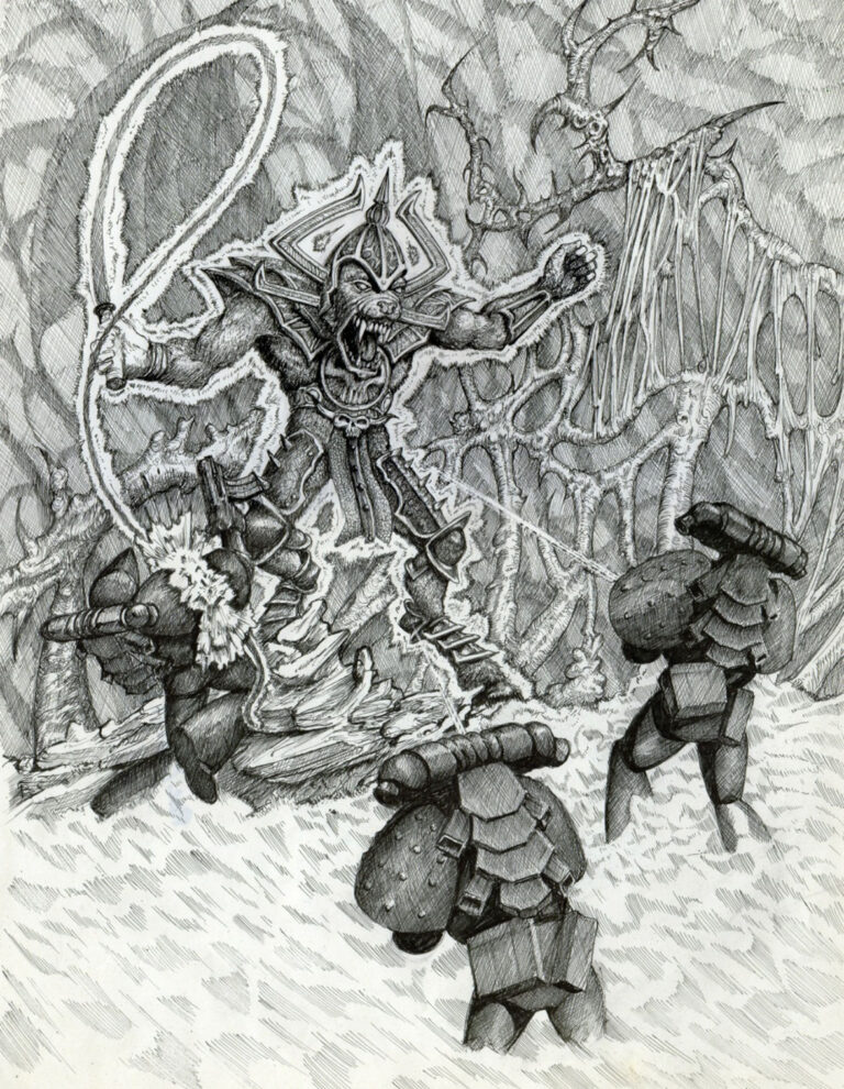 Bloodthirster vs Space Marines by Tony Ackland Bloodthirster vs Space Marines by Tony Ackland