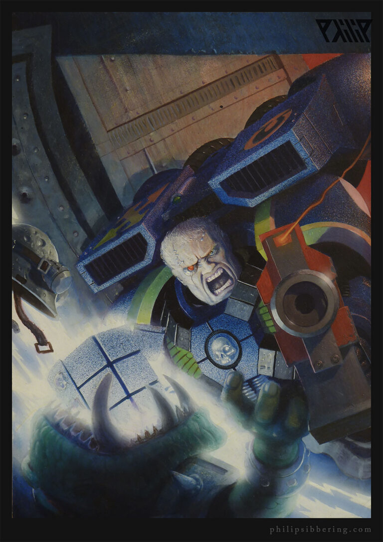 Ultramarine thumps Ork by Philip Sibbering 